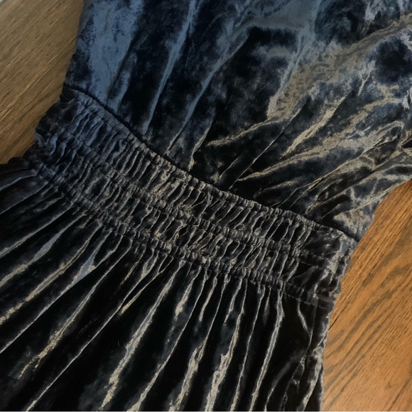 Anthropologie XXS NWT Somerset Velvet Edition Maxi Dress Long Tiered Navy Blue - Picture 7 of 11